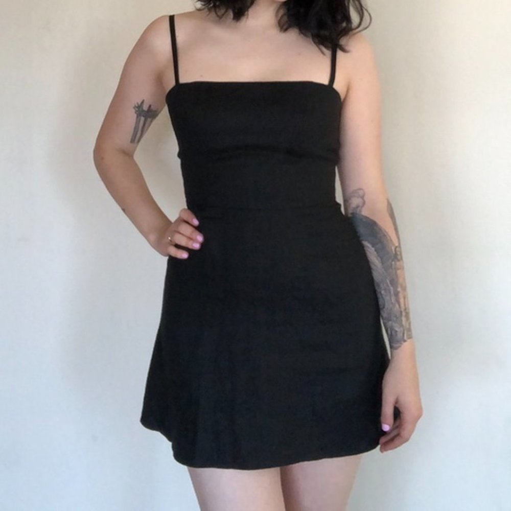 Black Cotton one piece mini dress